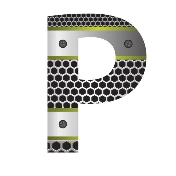 Perforated metal letter P — Stock Vector