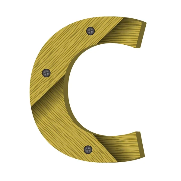 Wood letter C — Stock Vector