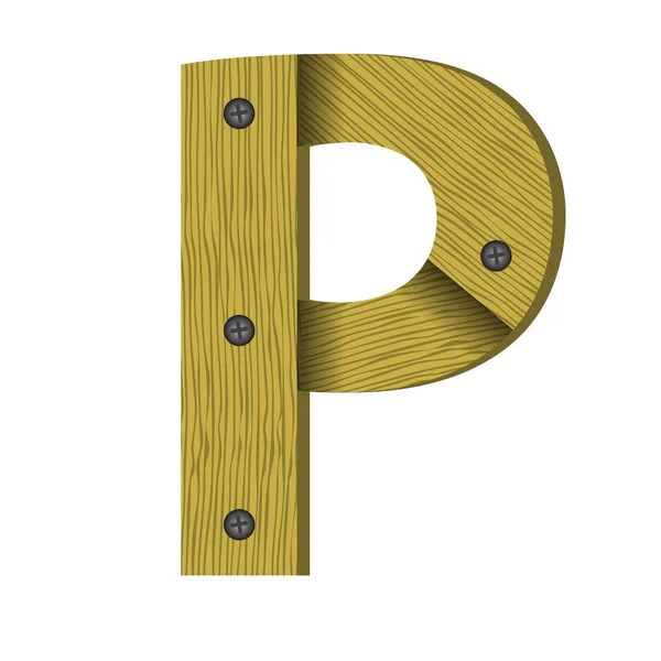 Wood letter P — Stock Vector