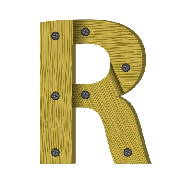 Wood letter R — Stock Vector