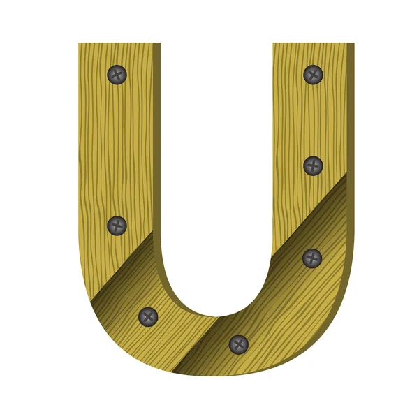 Wood letter U — Stock Vector