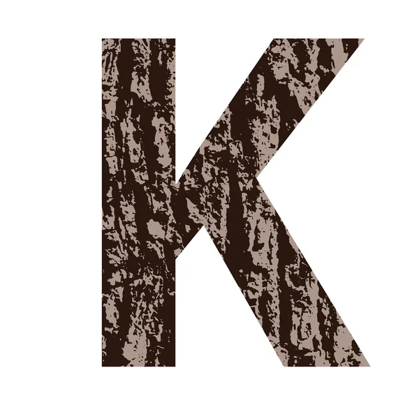 Letter K made from oak bark — Stock Vector