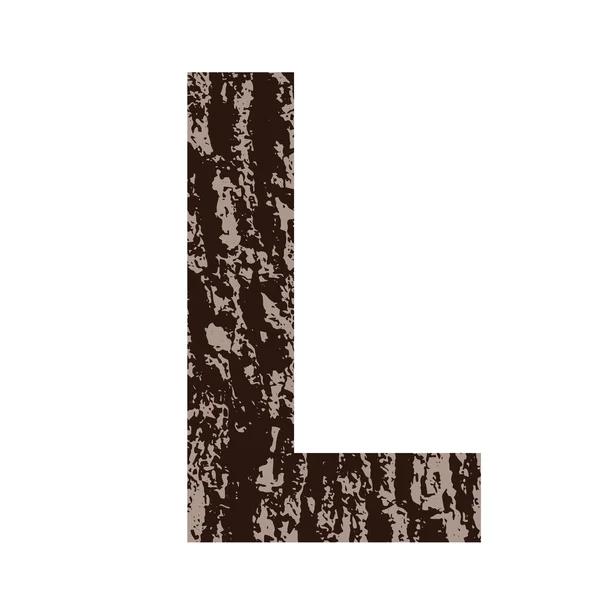Letra L hecha de corteza de roble — Vector de stock