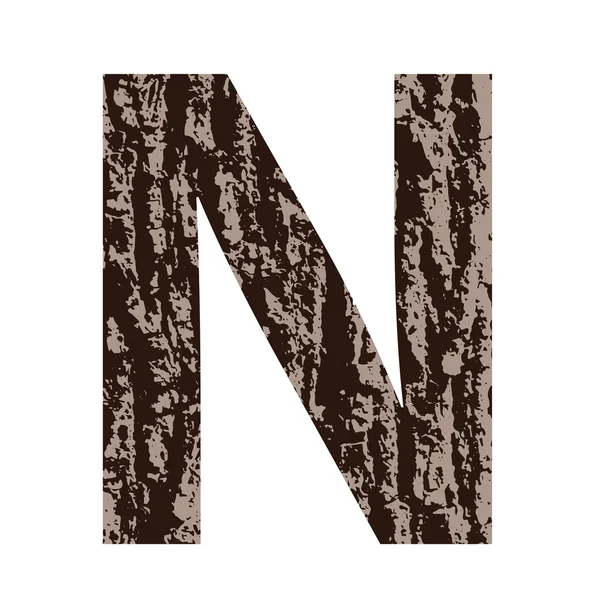 Písmeno n z dubové kůry — Stockový vektor
