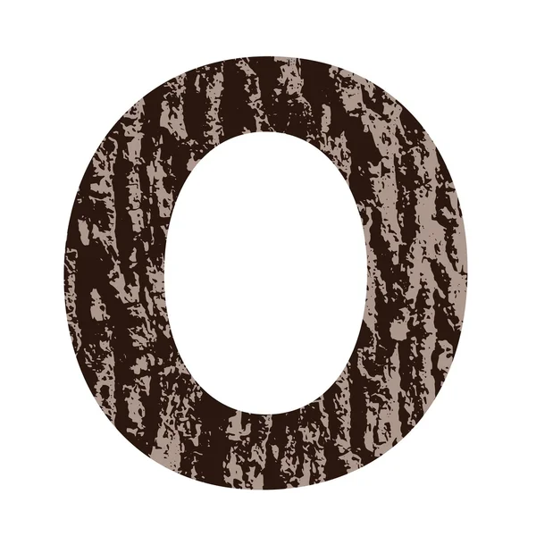 Lettera O fatta dalla corteccia di quercia — Vettoriale Stock