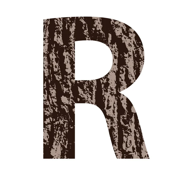 Letter R made from oak bark — Stock Vector