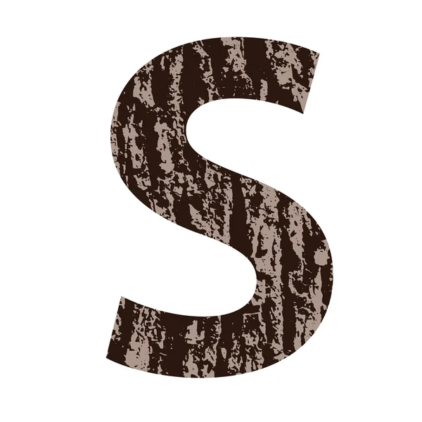 Letter S made from oak bark — Stock Vector