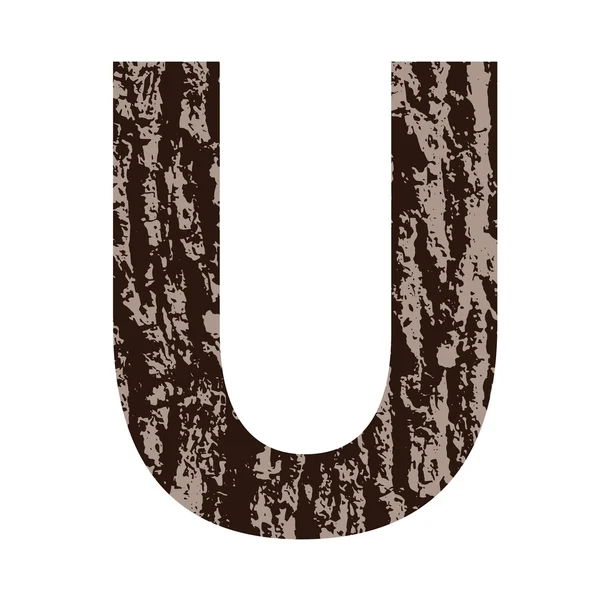 Letter U made from oak bark — Stock Vector