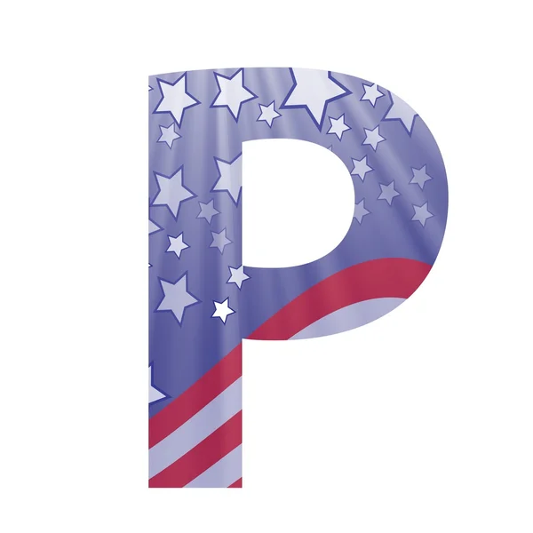 Amerikanische Flagge Buchstabe p — Stockvektor