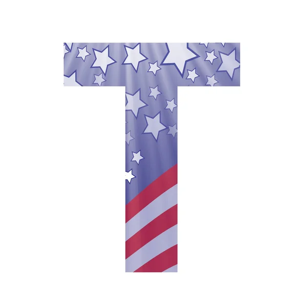 Bandera americana letra T — Vector de stock