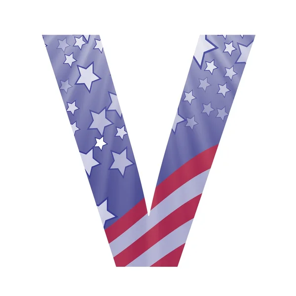 Bandera americana letra V — Vector de stock