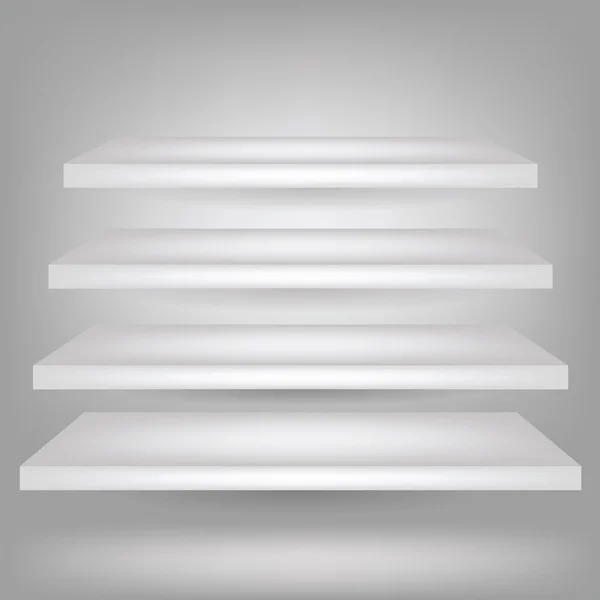 Empty white shelves — Stock Vector