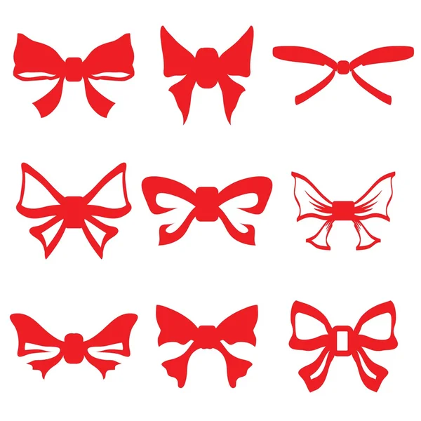 Red bows set — Stock Vector