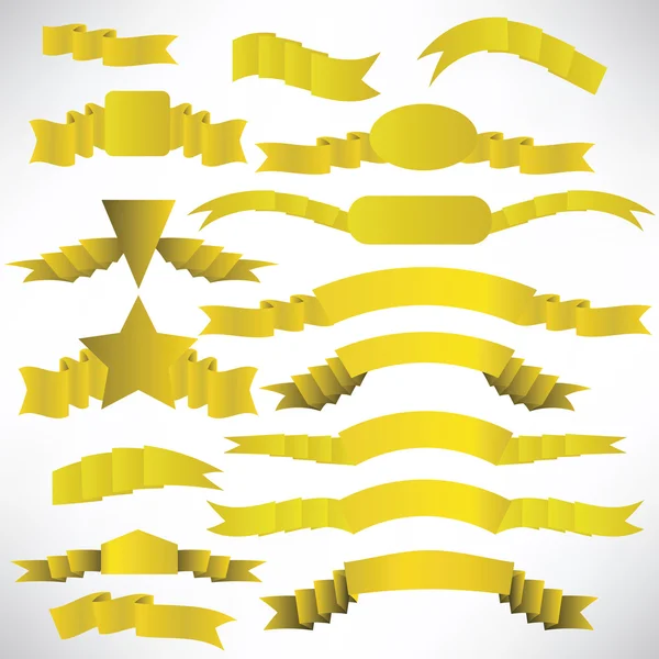 Yellow Ribbons Stripe Ribbons Set Design Decoration Collection Design Elements Stock Vector