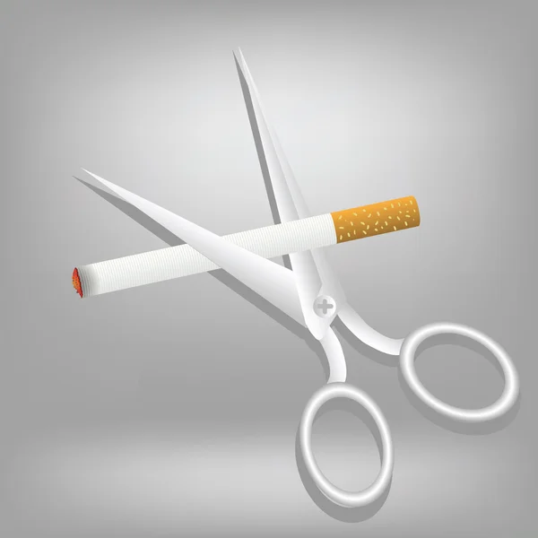 Cigarrillo y tijeras — Vector de stock