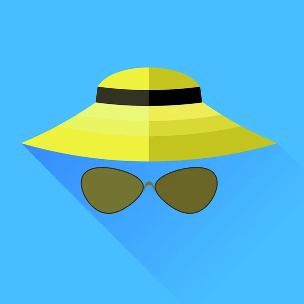 Cappello di paglia e occhiali — Vettoriale Stock