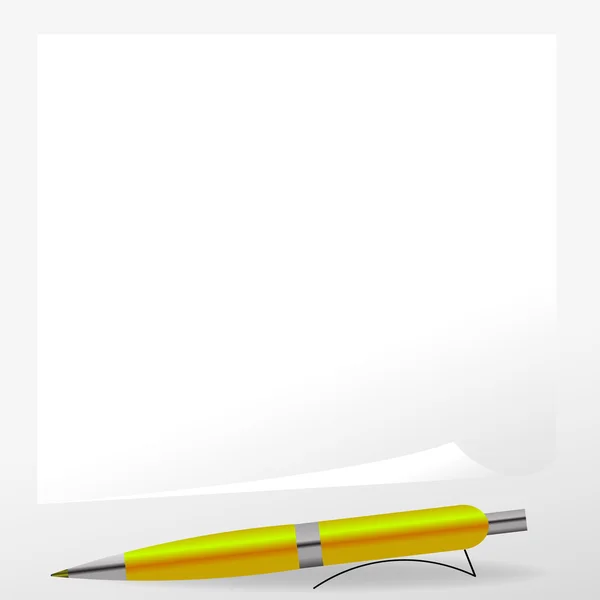 Stylo et papier jaune — Image vectorielle