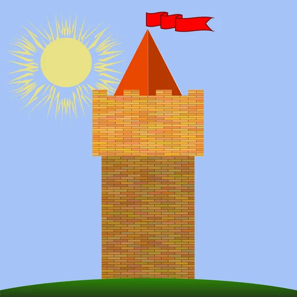 Old Red Brick Castle — Stock Vector