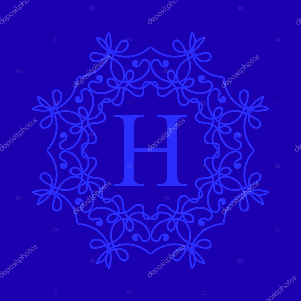 Simple  Monogram H Design Template on Blue  Background