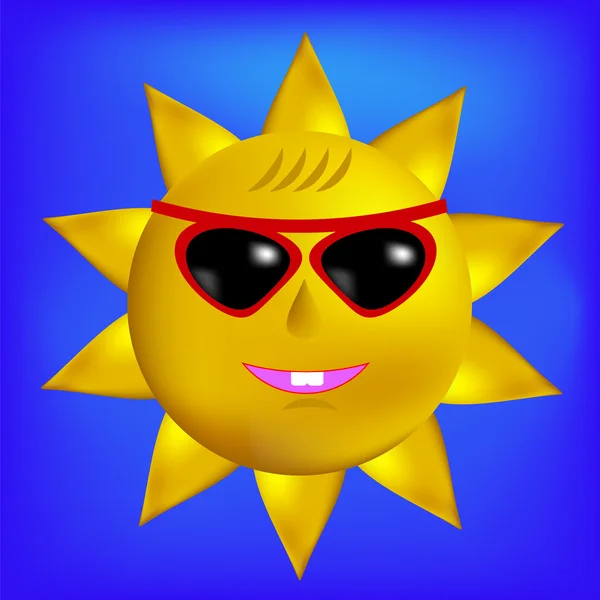 Soleil avec des lunettes de soleil Icône — Image vectorielle