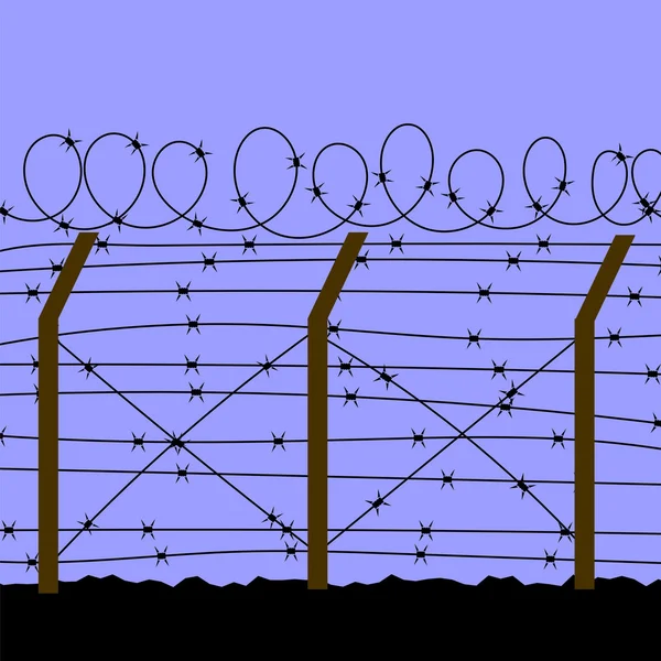 Barbed Wire Fence — Stock Vector