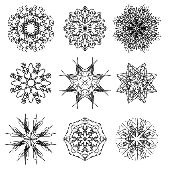 Runda dekorativa geometriska mönster. — Stock vektor