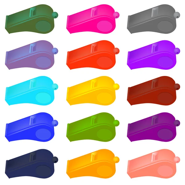 Kleurrijke kunststof Whistle — Stockvector