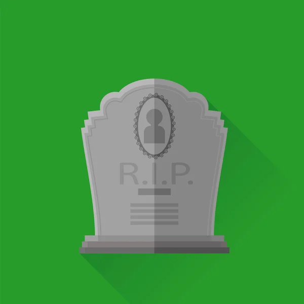 Grey Gravestone Isolated on Green Background. — Stock Vector