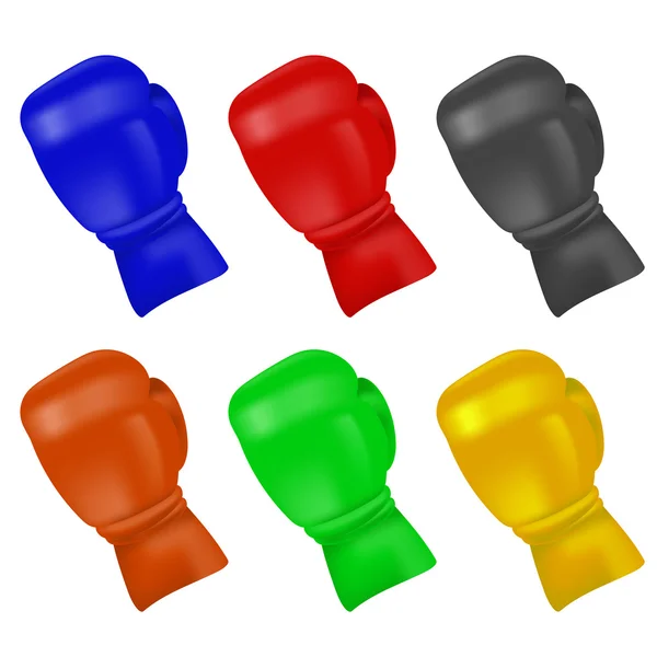Conjunto de guantes de boxeo coloridos — Vector de stock