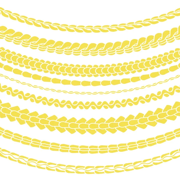 Set aus verschiedenen Goldketten Silhouetten — Stockvektor