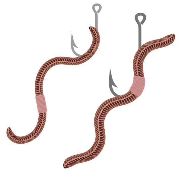 Animal Earth Red Worms for Fishing — Stock Vector