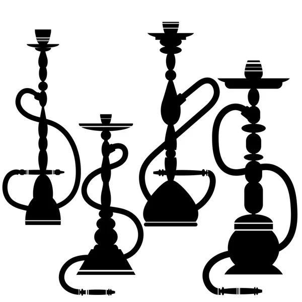 Hookahs 실루엣의 집합 — 스톡 벡터