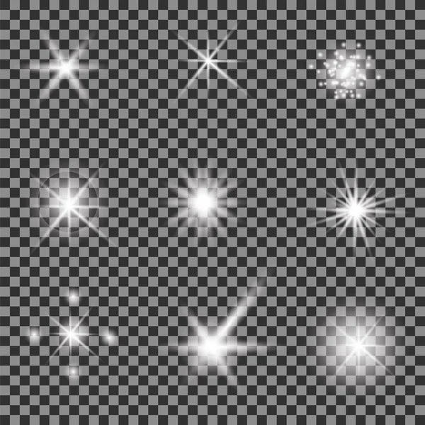 Ensemble de différentes lumières blanches — Image vectorielle
