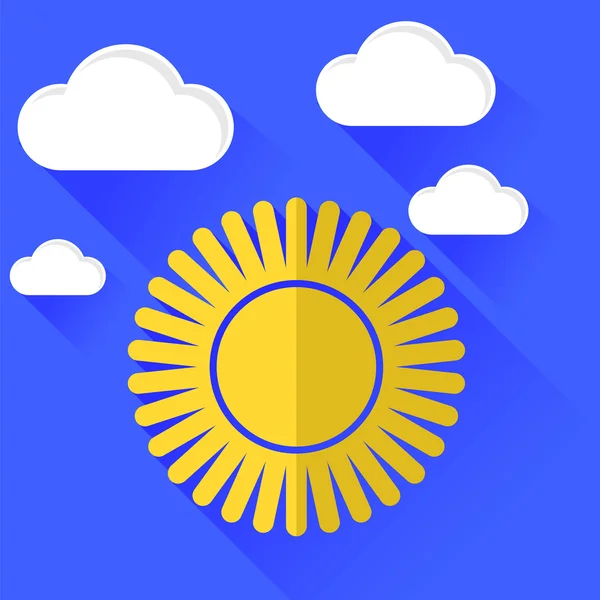 Икона солнца на фоне голубого неба — стоковый вектор
