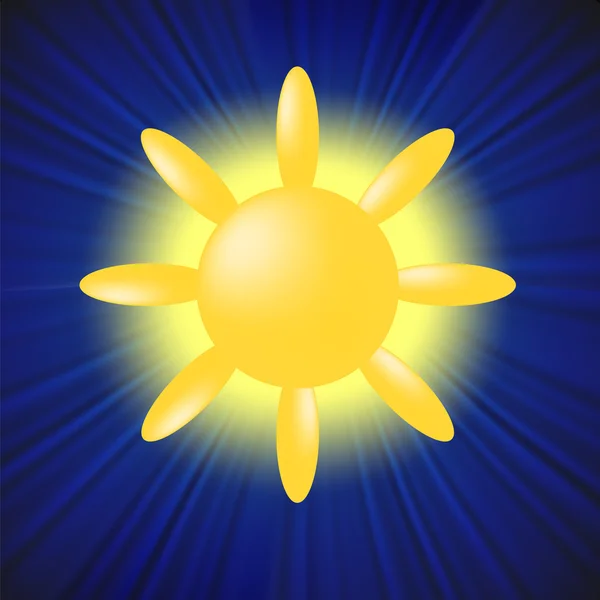太陽アイコンが青い空を背景に分離 — ストック写真