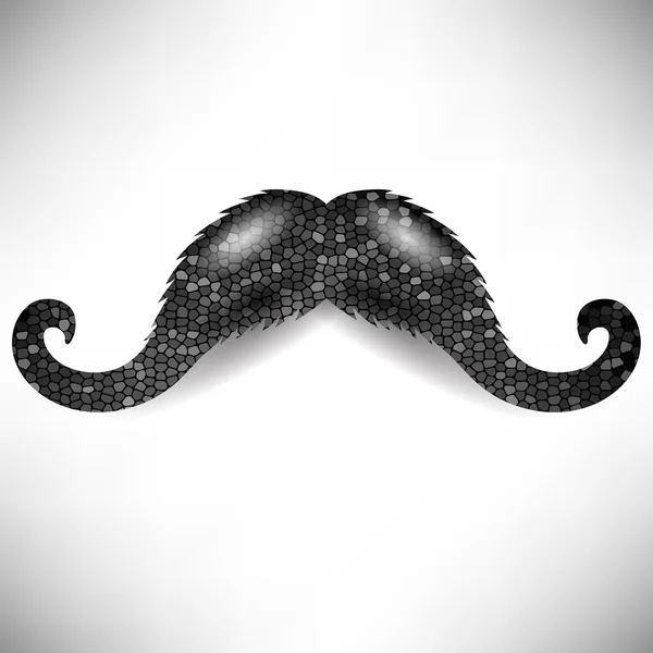 Moustache Mosaïque Sombre Isolée Sur Fond Blanc — Photo