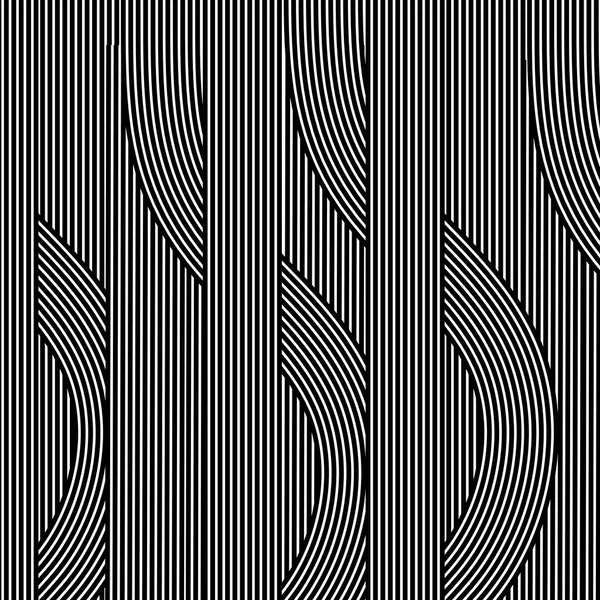 Line Black White Retro Background. Geometric Striped Ornament