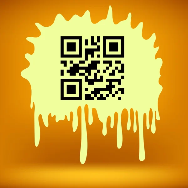 Yellow Blot with QR Code — Stock Vector