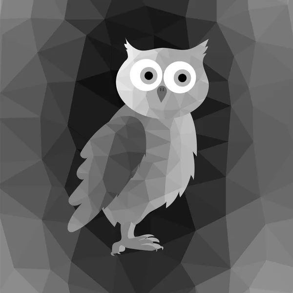 Polygonal Owl on Grey Mosaic Background — Stock Vector