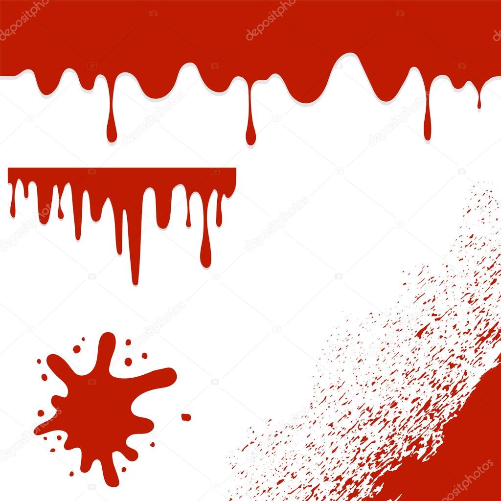 Set of Blood Blots Isolated on White Background