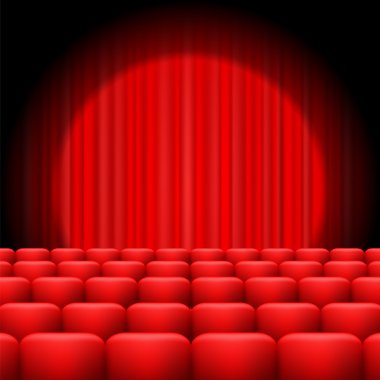Red Curtains with Spotlight clipart