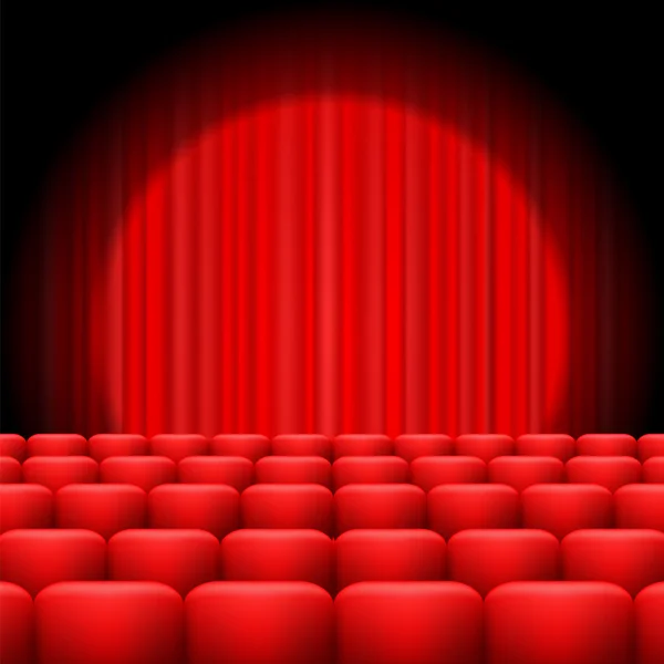 红色窗帘用聚光灯 — 图库矢量图片