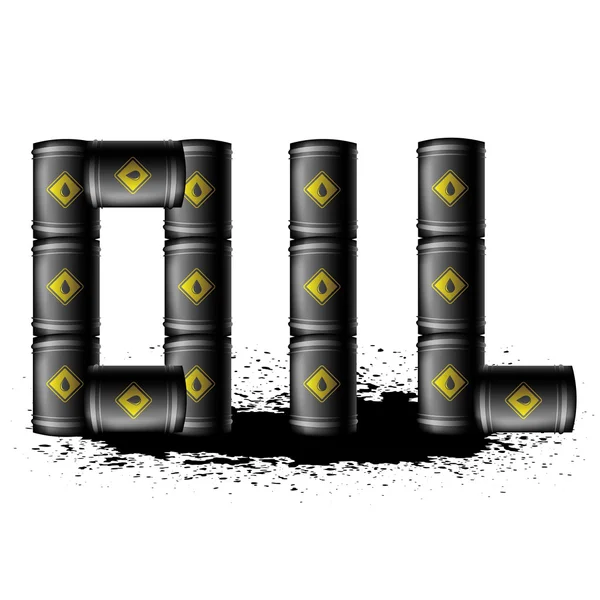 Set di barili di olio di metallo nero — Vettoriale Stock