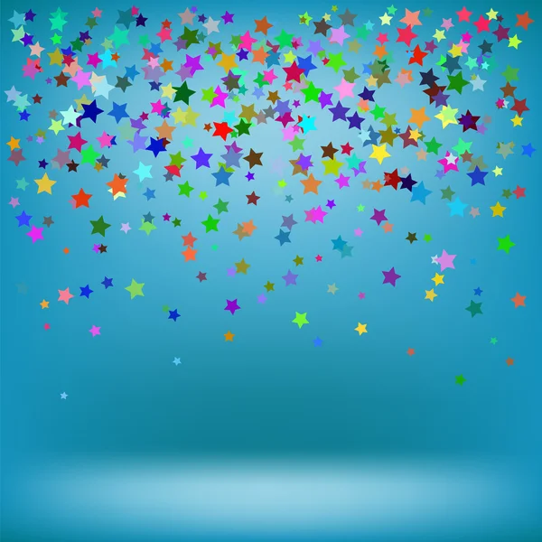 Set of Colorful Stars on Azure Background — Stock Vector