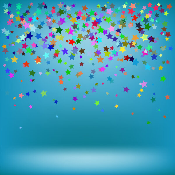 Set of Colorful Stars on Azure Background