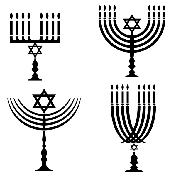 Conjunto de siluetas de Menorah — Vector de stock