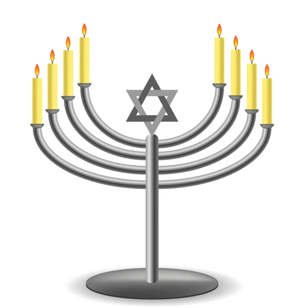 Menorah with Burninng Candles — Stock Vector