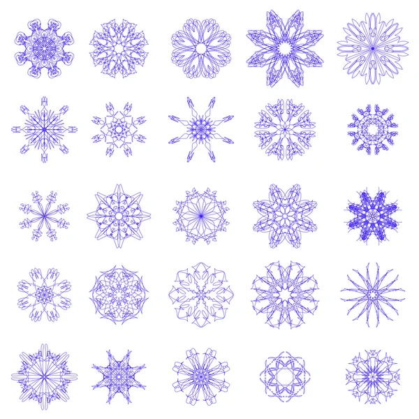 Set of Different Blue Snowflakes — Stock Vector