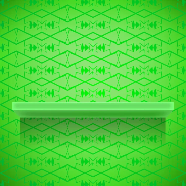 Зелена полиця на фоні декоративних ліній — стоковий вектор