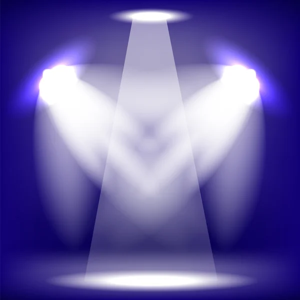 Színpadon a reflektorfényben kék háttér — Stock Vector